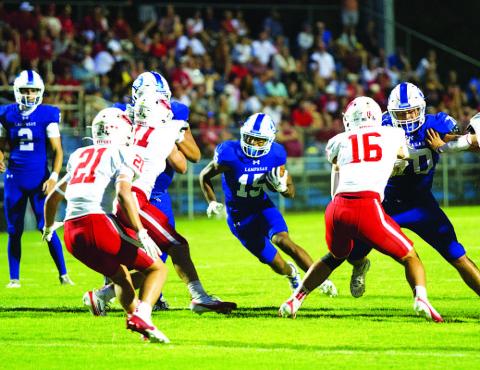 HUNTER KING | DISPATCH RECORD Wesley Stephens cuts into the hole against Salado last Friday night.