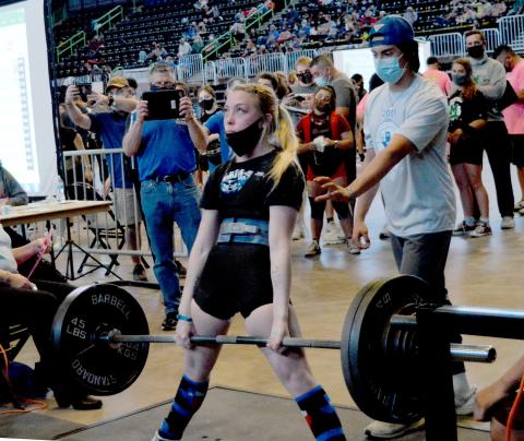 Alyssa Ayers deadlifts at Friday's state meet in Corpus Christi. 