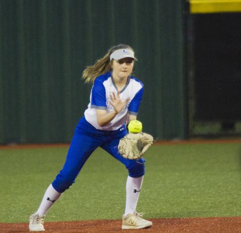 Second baseman Autumn Beisel-Macomber fields a grounder on Thursday against Burkburnett. 