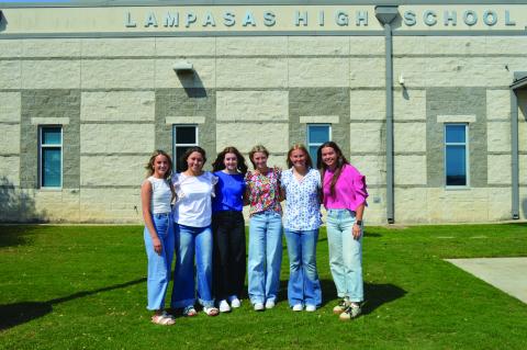 Lampasas High School juniors selected to participate in the American Legion Auxiliary’s 2025 Bluebonnet Girls State session at Texas Lutheran University are, from left to right, Aubrey Stubbs, Jacie Resa, Kelbie Black, Sagen Plouff. Sydney Unger and Brooklyn Farmer. ERICK MITCHELL | DISPATCH RECORD