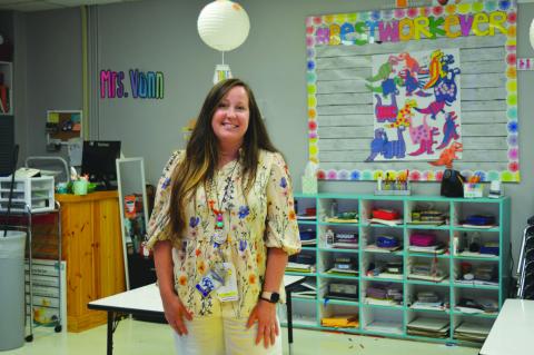 Kline Whitis Elementary School kindergarten teacher Magan Vann seeks to create a family-like atmosphere in her classroom. She was recognized as Lampasas ISD’s elementary school teacher of the year for her efforts. ERICK MITCHELL | DISPATCH RECORD