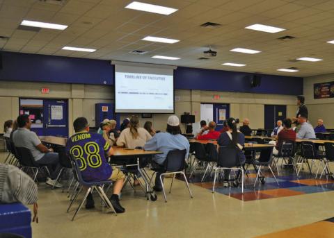 Lampasas ISD has offered several sessions to explain to residents the three propositions that are to be considered in the May 2 bond election. Superintendent Dr. Chane Rascoe offered a brief presentation at this session Monday and answered questions about the bond proposals. ERICK MITCHELL | DISPATCH RECORD