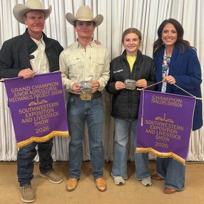 Tate Langford, second from left, exhibited the Grand Champion Junior Ag Mechanics Project at the Southwestern Exposition and Livestock Show in Fort Worth. A photo of his trailer is inside on page 7. COURTESY PHOTO