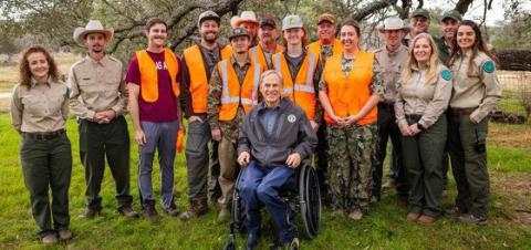 COURTESY PHOTO | OFFICE OF THE GOVERNOR Gov. Greg Abbott joined a group of sportsmen, Texas Parks and Wildlife Department personnel, and state officials Friday at the new Post Oak Ridge State Park in Lampasas County. Abbott thanked voters and the Texas Legislature for creating the $1 billion Centennial Parks Fund so Texas families can have expanded offerings to experience the outdoors.