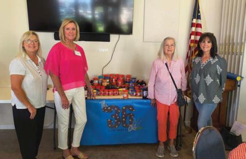 The Projects Committee solicited donations of peanut butter and jelly in September that will be given to Lampasas Mission. More than 150 pounds were collected. Committee members, from left to right, are Cathy Allen, Bernadine Wagner, JoAnn Bollom and Sherry Gillen-Milligan. courtesy photo | shanna sibbersond