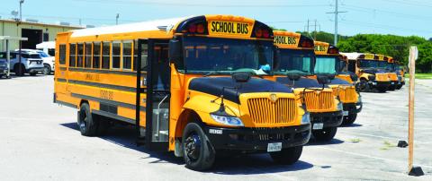 School buses will be required to utilize three-point safety harnesses for riders by the Sept. 1, 2029 deadline set by the Texas Legislature. Lampasas administrators say only 20 of the district’s fleet currently comply with the new regulations. ERICK MITCHELL | DISPATCH RECORD