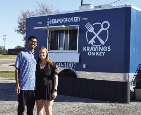 The Kravings on Key food truck, operated by Ron and Jessica Patel, is now serving customers outside the County Inn for breakfast. ERICK MITCHELL | DISPATCH RECORD
