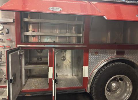 Mayor Derek Talley led Lometa City Council members on a visit to the nearby fire station Monday night, where he showed them that equipment had been removed from the response trucks. Talley said that with the exception of grass fire emergencies, all medical and fire calls within the Lometa city limits are going unanswered by the volunteer fire department. COURTESY PHOTO