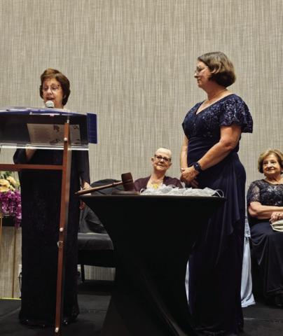 At right, Lampasas ’36 Club member Amy McDaniel is installed as the Texas Greater Federation of Women’s Clubs new recording secretary. COURTESY PHOTO