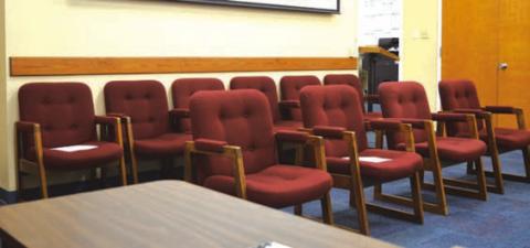 As evidenced by the empty chairs, no residents were in attendance at the Aug. 26 public hearing to provide comments on the Lampasas school district’s tax rate and proposed budget. ERICK MITCHELL | DISPATCH RECORD