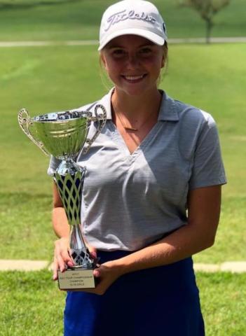 LeeAnn Parker and Layton Eckermann pose with their trophies from the 2021 WTJCT Tour Championship held this week. COURTESY PHOTO
