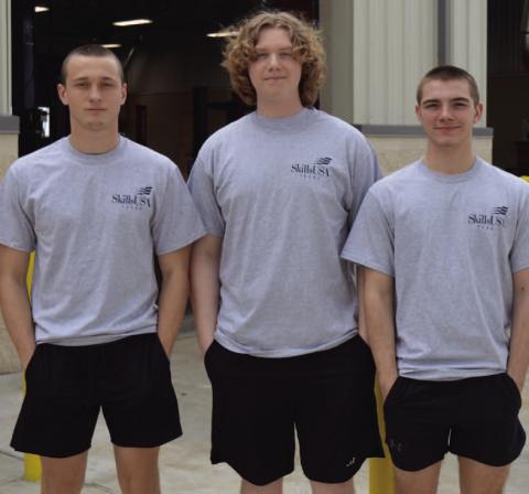 LHS automotive students, left to right, Sean Smith, Ryan Dane and Shawn Roberts are advancing to the Skills USA Texas state competition in April with their Scorpion go-kart build. ERICK MITCHELL | DISPATCH RECORD