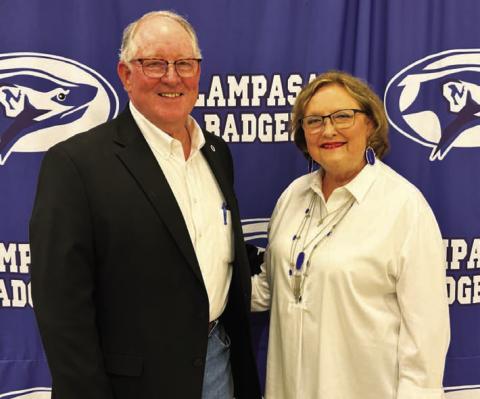 Mickey and Jani Edwards will be front and center at this year’s Spring Ho Grand Parade and plan to participate in as many other festival activities as they can. Although now retired from the Lampasas school district, both remain active in leadership roles and enjoy serving the community as a team. HUNTER KING | DISPATCH RECORD