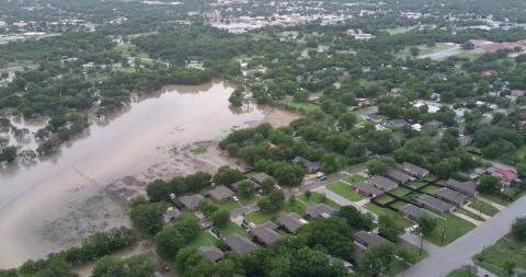 This drone photo shared by a Lampasas resident shows extensive flooding in the area of the Gibson Branch of the Lampasas River on the morning of July 5. More flood photos are inside on page 7. MICHEAL HAVENS | COURTESY PHOTO