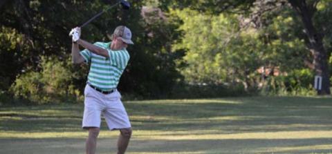 Tim Cox, part of a team entered in the upcoming Jeff Urofsky Memorial tournament, tees off at Hancock Park Golf Course. FILE PHOTO