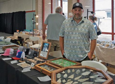 Amateur Archeologists of Texas owner Gabriel DeLaune showcases his collection of arrowheads at Saturday’s Indian Artifact &amp; Mineral and Gem Show hosted by Vision Lampasas. Adam Barrios| Dispatch Record