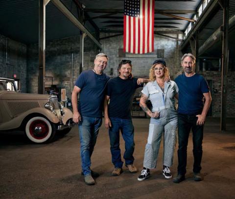 “American Pickers” hosts, left to right, Robie Wolfe, Jersey Don, Danielle Colby, and Mike Wolfe will be filming new episodes in Texas this October. COURTESY PHOTO | CINEFLIX PRODUCTIONS