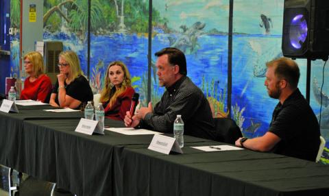 Forum participants were council candidates, from left, Dorothy Person, Danielle Tucker Shepard, Alexis Thompson, Myles Haider and Edward Gold. ERICK MITCHELL | DISPATCH RECORD
