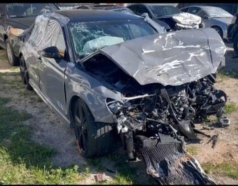This crumpled car, in which Madison Roedler was a passenger, is a stark testament to the brutal force of the wreck in which she was involved on March 2. The twisted metal and shattered glass bear witness to the violence of the collision. COURTESY PHOTO