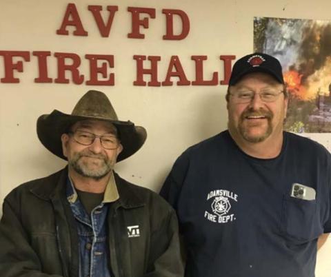 Dean Watson, on left, has been named the new fire chief for the Adamsville Volunteer Fire Department, and the assistant chief is Mike Hall. COURTESY PHOTO