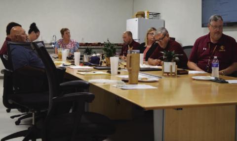The Lometa school board listens to a presentation about the district’s afterschool program, which may be discontinued next year due to decreased grant funding available from the Central Texas Council of Governments. ERICK MITCHELL | DISPATCH RECORD
