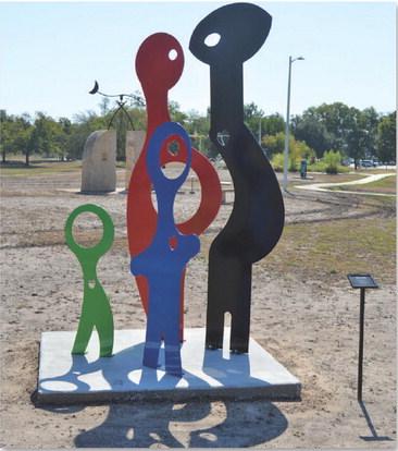 “We Are Family” by Stephen Potter is one of 10 new sculptures that were placed at the Hanna Springs Sculpture Garden on Sept. 16. ERICK MITCHELL | DISPATCH RECORD
