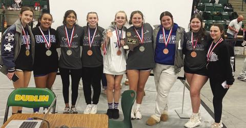 COURTESY PHOTO | LAMPASAS ATHLETICS All these girls received medals at the regional powerlifting meet in Dublin last week.