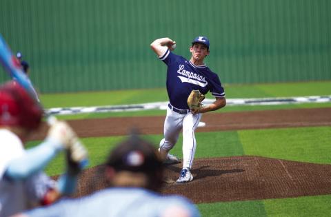 J.T. Posten had his best stuff on the mound in game two for the Badgers. HUNTER KING | DISPATCH RECORD