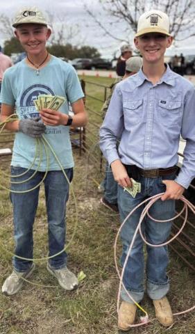 These youth goat roping winners earned a cash prize for their finish at last weekend’s Lometa Diamondback Jubilee competition. TERRI HARRIS | COURTESY PHOTO
