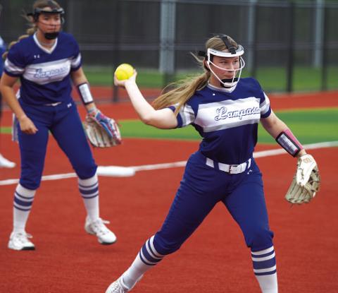 HUNTER KING | DISPATCH RECORD Kamryn Kothmann throws across the diamond for an out against Jarrell Tuesday.