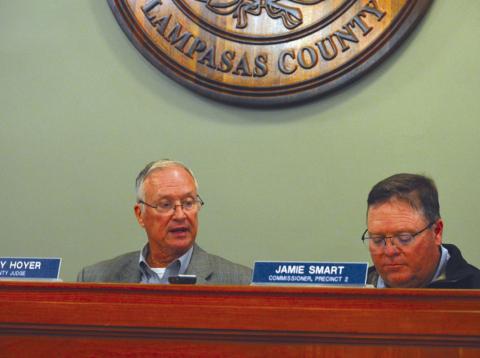 County Judge Randy Hoyer, left, and Precinct 2 Commissioner Jamie Smart joined with other members of the Commissioners Court in voicing support for membership with the Central Texas Water Alliance. ERICK MIRCHELL | DISPATCH RECORD