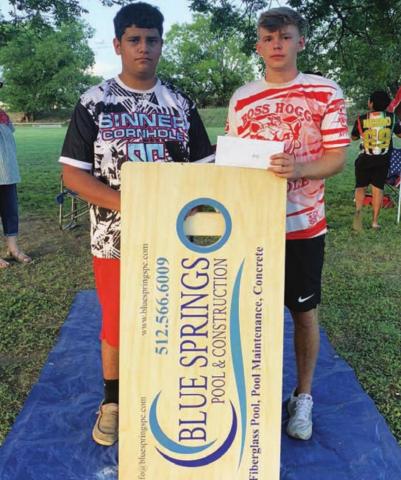 Mason Vega and Levi Lechner took home second in the cornhole upper bracket. COURTESY PHOTO
