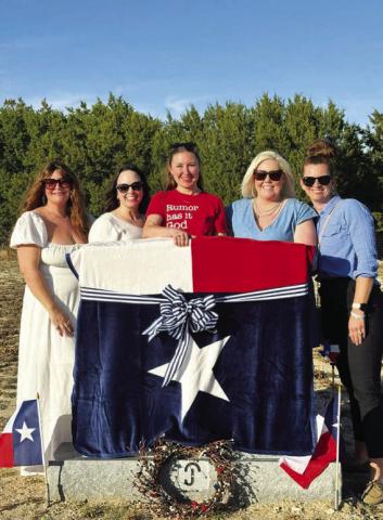From left, Deidra Morris Nixon, Shannin Berry Johnson, Becci Scarborough Hooten, Molly Roesler Faught and Amanda Neely Patterson honor the late Catey Edwards’ love for the Lone Star State. COURTESY PHOTO