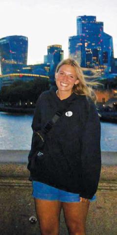Diane Hurst pauses for a photo in London. She has enjoyed traveling while abroad. courtesy photo