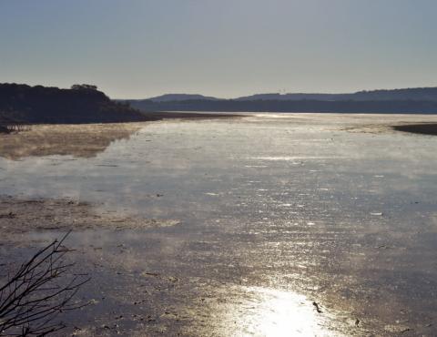 The sum shines on Stillhouse Hollow Lake, home to the Kempner Water Supply production plant. After hitting a low lake level of 601 feet in October, the water is now just above 604 feet. ERICK MITCHELL | DISPATCH RECORD