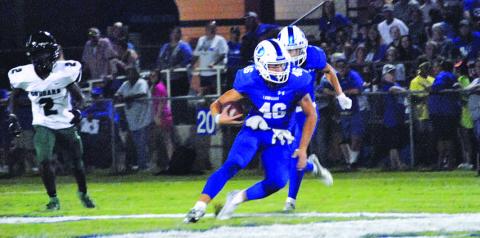 HUNTER KING | DISPATCH RECORD Haegan Oncken returns an interception against Pflugerville Connally, his second in two games.