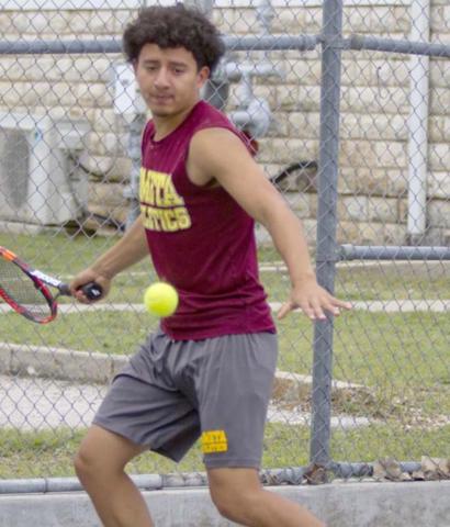 Francisco Jaimes returns a volley in practice. COURTESY PHOTO