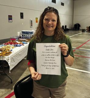 Jennifer Storm now has donated two gallons of blood to the American Red Cross. COURTESY PHOTO