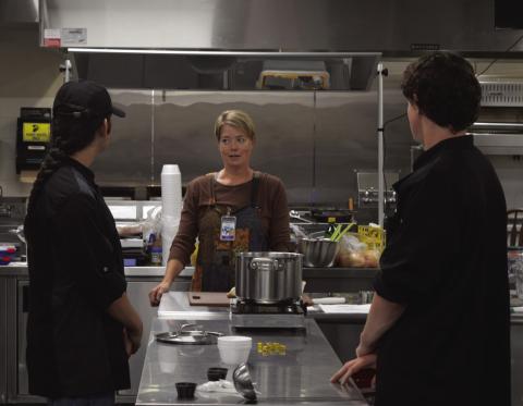 LHS culinary arts teacher Tracey Davis provides instruction to students before cooking begins. ERICK MITCHELL | DISPATCH RECORD