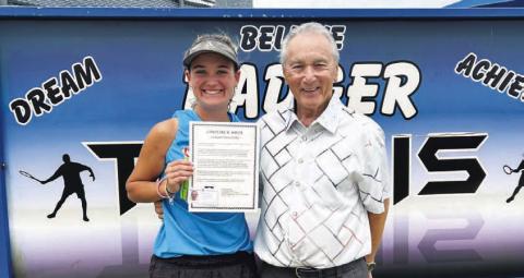 Caroline White was awarded the annual Phil King tennis scholarship. HUNTER KING | DISPATCH RECORD