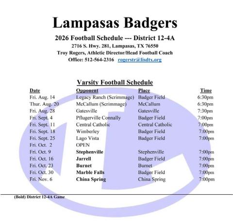 Athletic Director Troy Rogers has released the Badgers football schedule for 2026.
