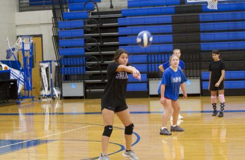 Local volleyball players work at Badger camp