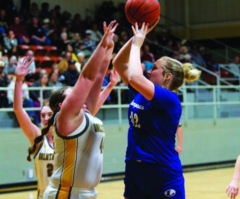 HUNTER KING | DISPATCH RECORD Keaton Owen shoots over an outstretched defender in the second half.