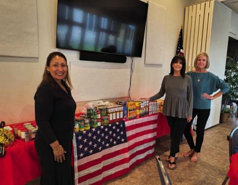 From left are Jo Ann San Miguel, Sherry Gillen-Milligan and Cathy Allen, who prepared Thanksgiving baskets from The ’36 Club. COURTESY PHOTO