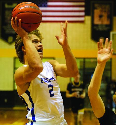 HUNTER KING | DISPATCH RECORD Haegan Oncken was a standout for the Badgers in 2024-2025. He finished his Lampasas basketball career with his best season to date. The senior scored 15 points in his team’s bi-district playoff game on Tuesday.