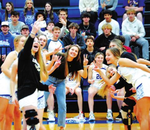 The Lady Badgers took a selfie as the starting lineup was announced prior to Tuesday’s contest. HUNTER KING | DISPATCH RECORD