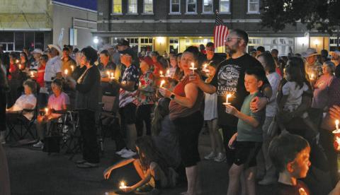 Residents gather to recognize the freedoms that conservative speaker Charlie Kirk championed across the nation and to pray for strength and corporate healing after his assassination last week. ERICK MITCHELL | DISPATCH RECORD