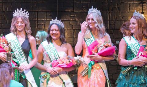 Last year’s pageant court included, left to right, Queen Sagen Plouff, first runner-up Mariah Cann, second runner-up Leah Phillips and third runner-up Jenni Posten. ADAM BARRIOS | DISPATCH RECORD