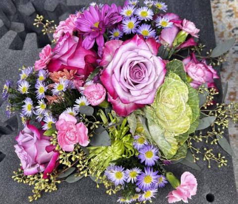 Lometa ISD graduate Holly Hines designed this floral arrangment at a florist shop in College Station. COURTESY PHOTO | HOLLY HINES