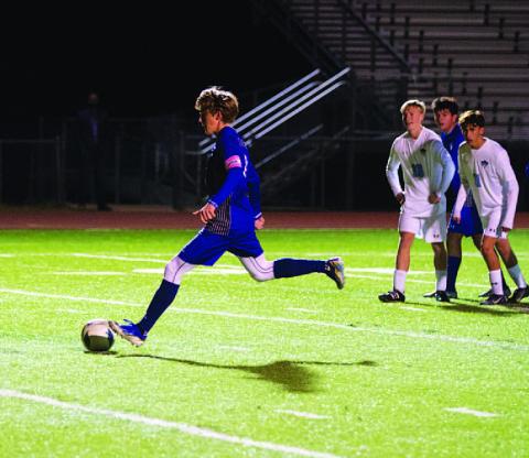 Parker Boykin scored this penalty kick for the Badgers. HUNTER KING | DISPATCH RECORD